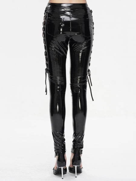 Gothic Punk Skinny Side Hollow PVC Pants – Blackwidowlondon