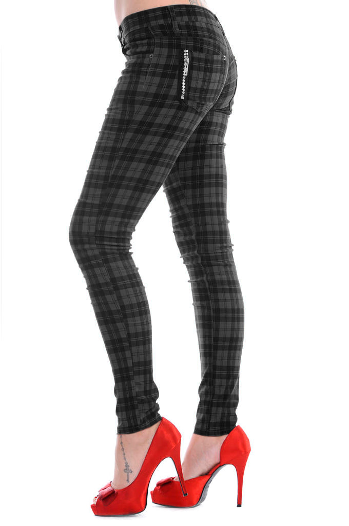 Plaid skinny fit pants hot sale women's