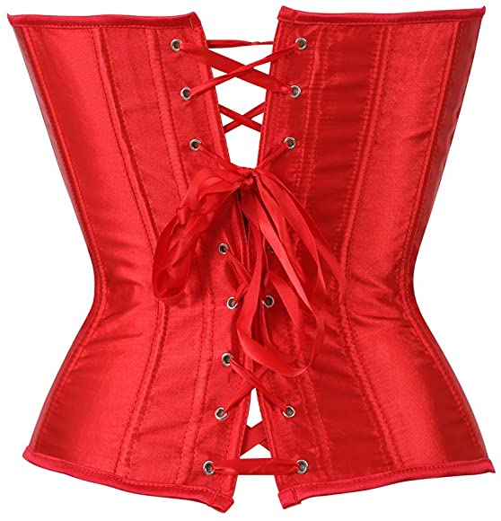 Red Satin Steel Boned Overbust Corset