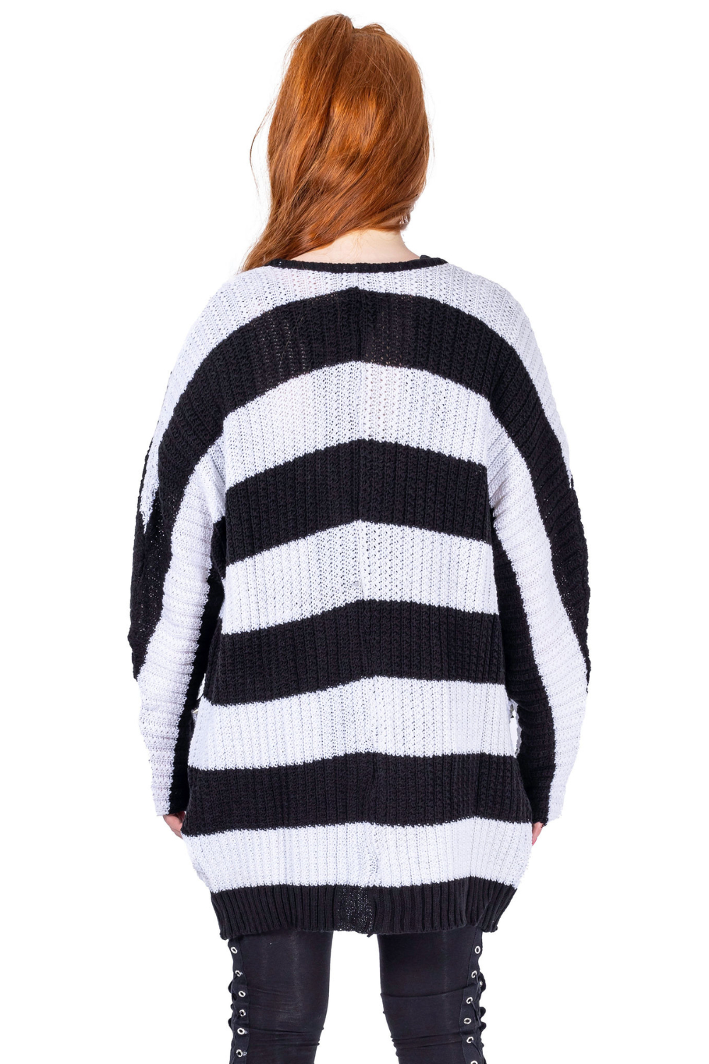 Black white striped cardigan best sale